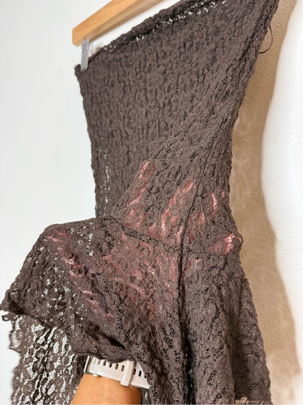 Zara Sheer Lace Scarf Hem Whimsy Fairycore Whimsical Peplum Tube Top Brown - Picture 7 of 7